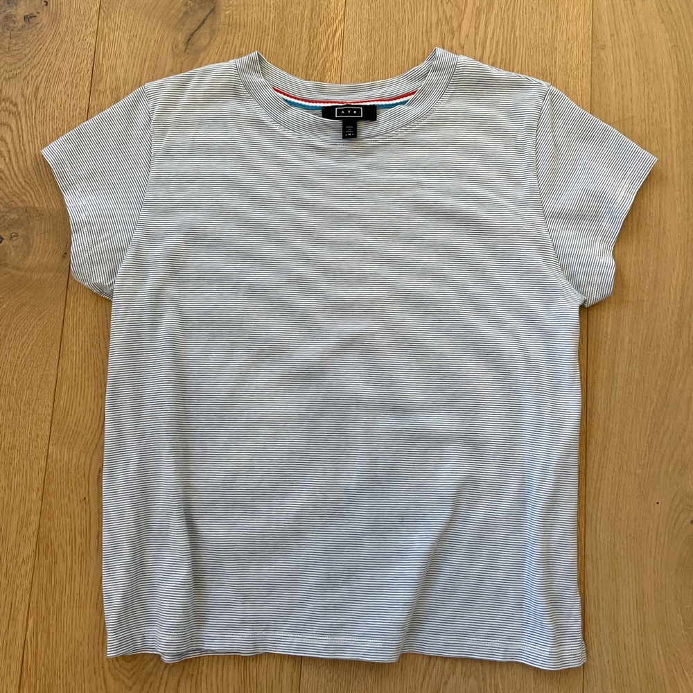AYR Gray Striped Short Sleeve Tee